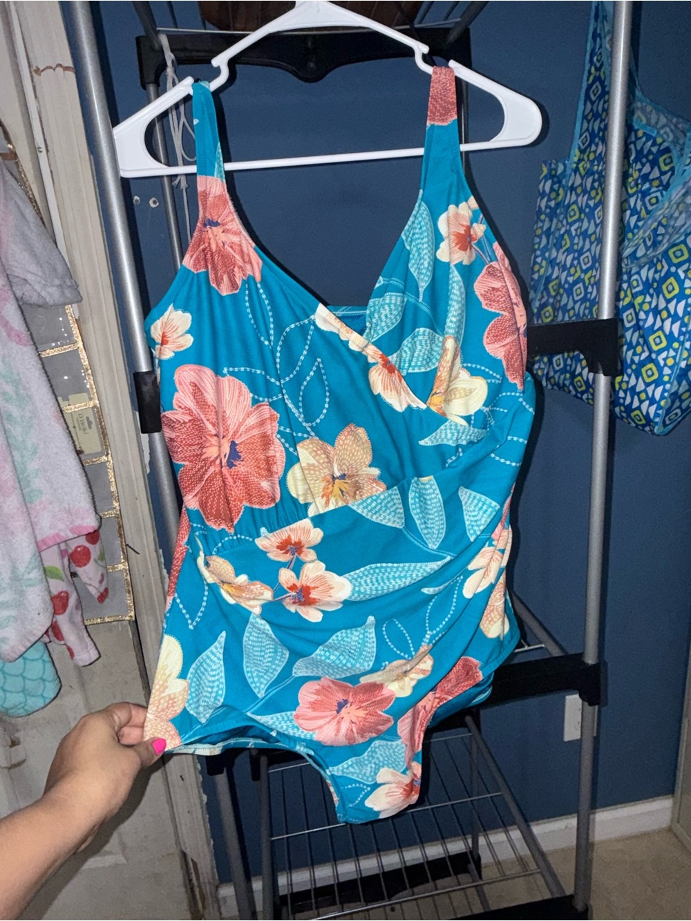 Turquoise Floral  One-Piece Swimsuit